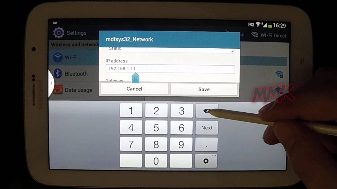 Assign an IP address to your Android tablet