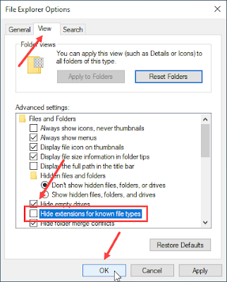 Display File Extensions in Windows