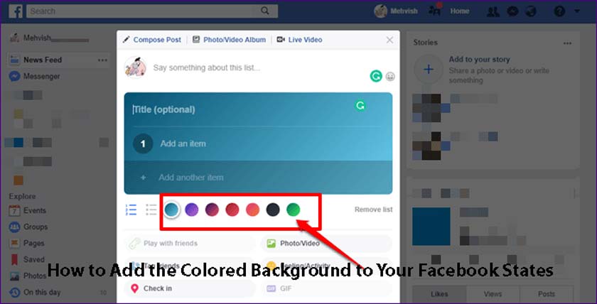How to Add the Colored Background to Your Facebook States
