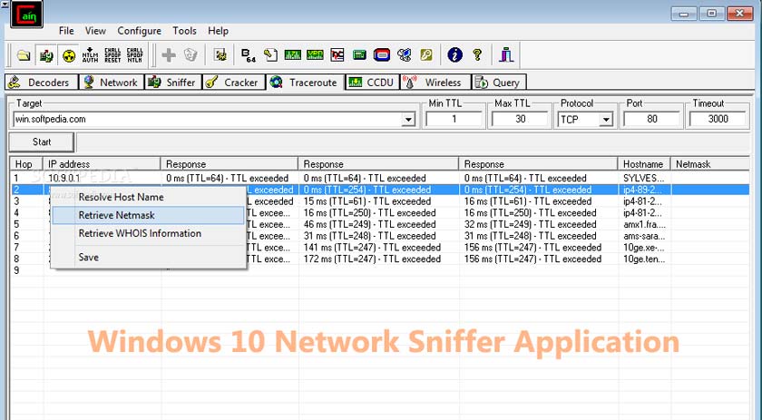 Windows 10 Network Sniffer Application