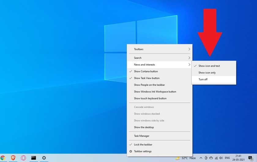 How to Disable News and Interests Widget in Window 10