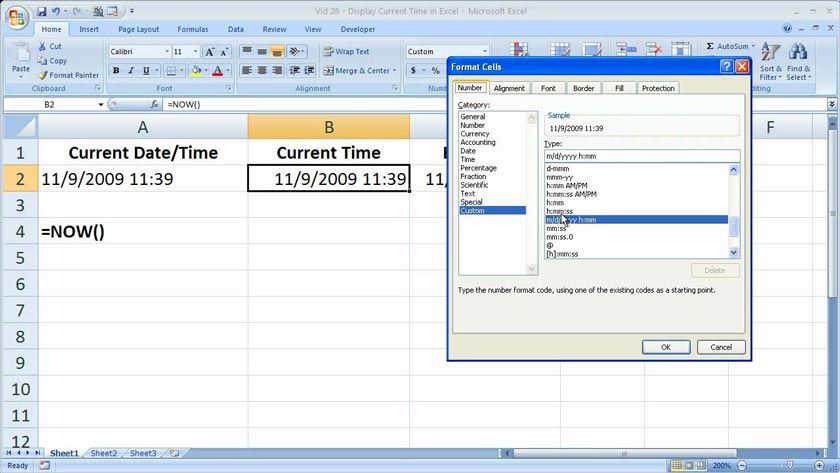 How to Insert Time and Date Into An Excel cell