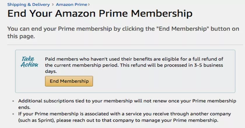 How To Cancel Amazon Prime Membership