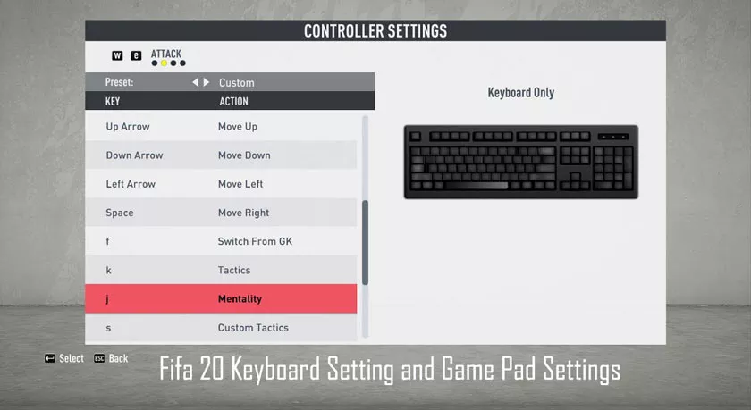 Fifa 20 Keyboard Setting and Game Pad Settings