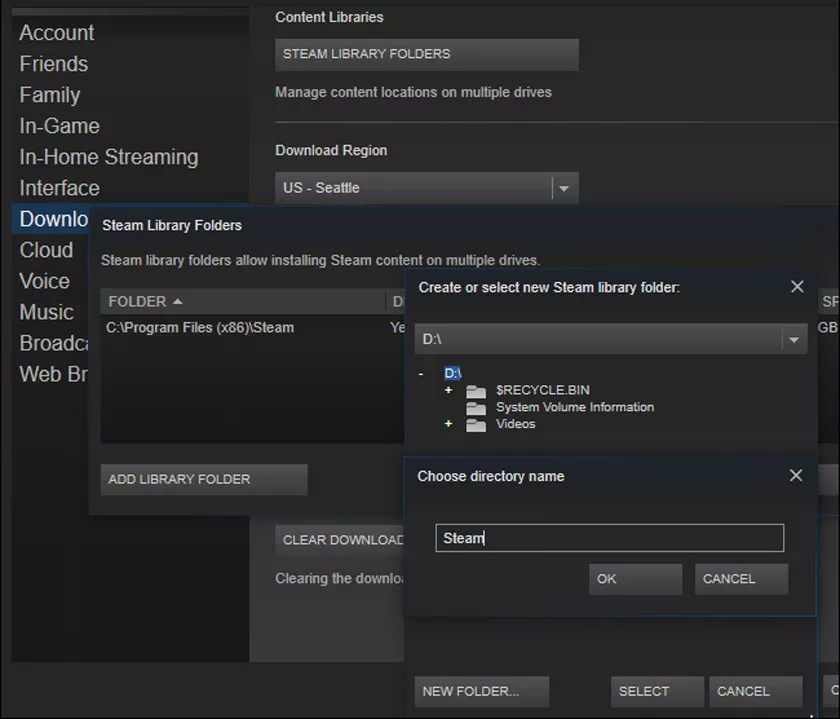First create a new library folder