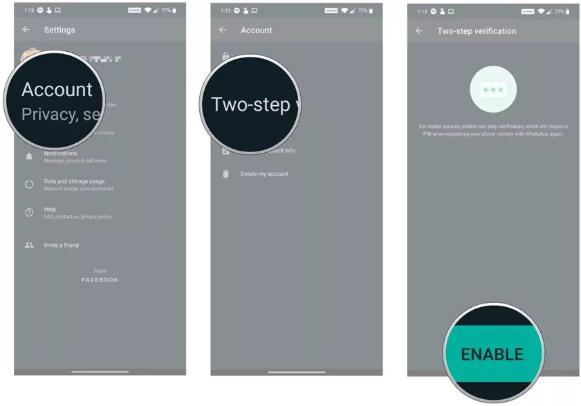 Enable 2 Factor Authentication on WhatsApp