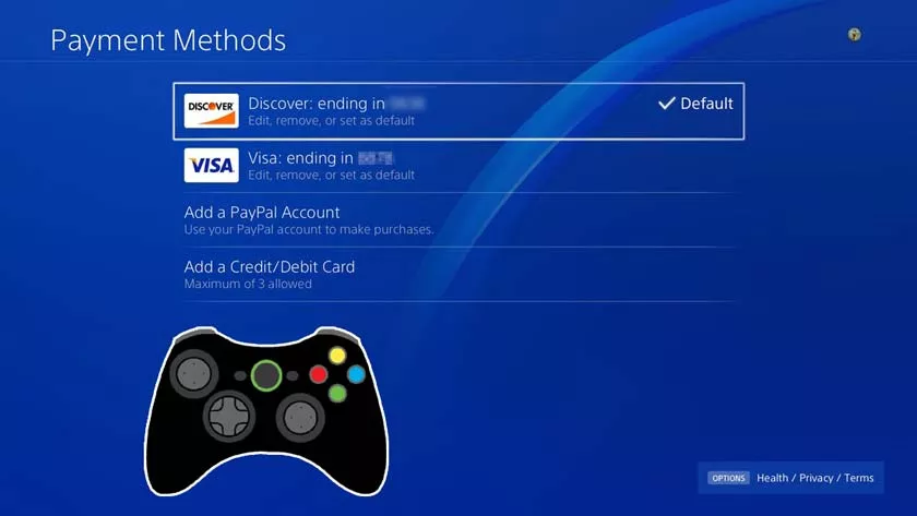 How to change credit card on PS4