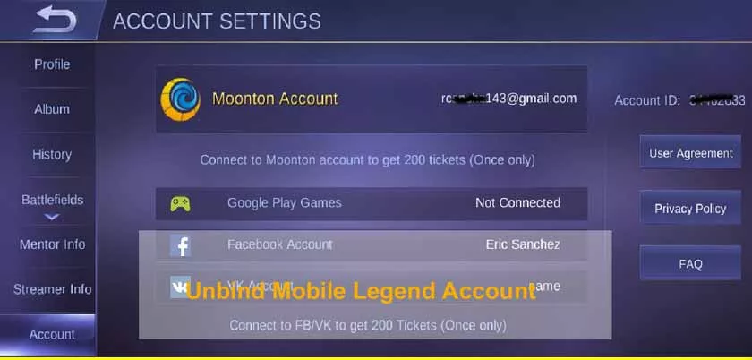 Cómo desvincular la cuenta de Mobile Legend